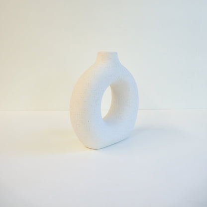 White Ceramic Ring Vase