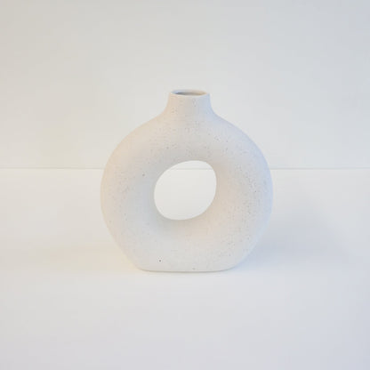 White Ceramic Ring Vase