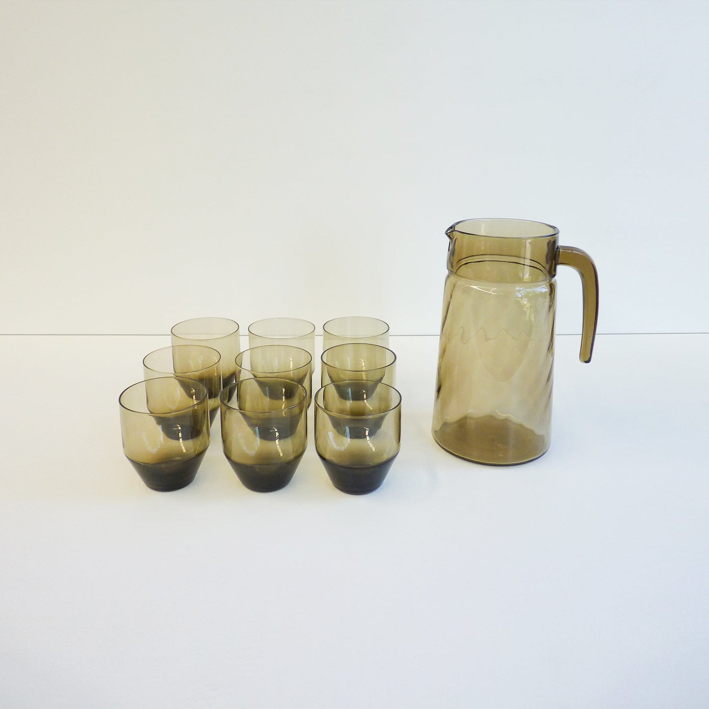 Smoky Grey Glass & Jug Set