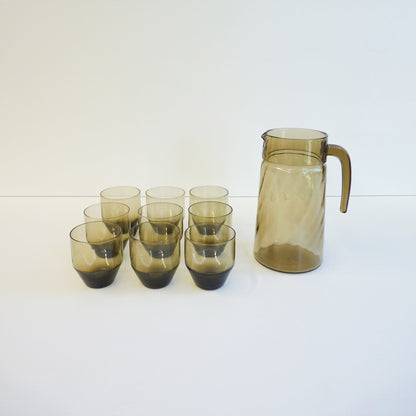 Smoky Grey Glass & Jug Set