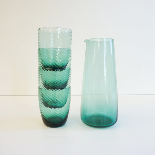 Blue Glass & Jug Set