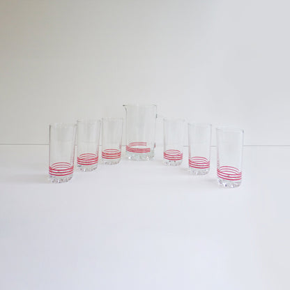 Red Striped Glassware Set