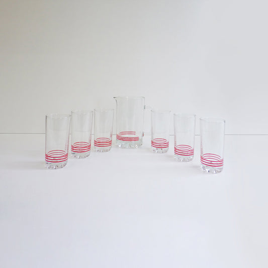 Red Striped Glassware Set