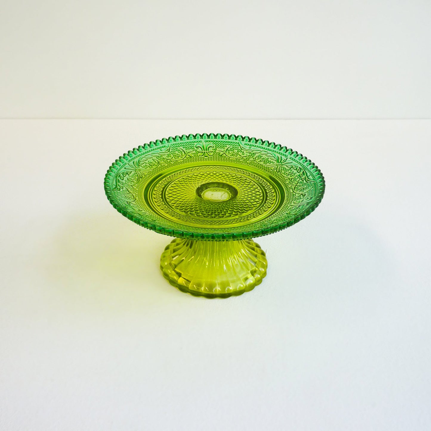 Vintage Green Glass Dessert Set