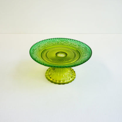 Vintage Green Glass Dessert Set