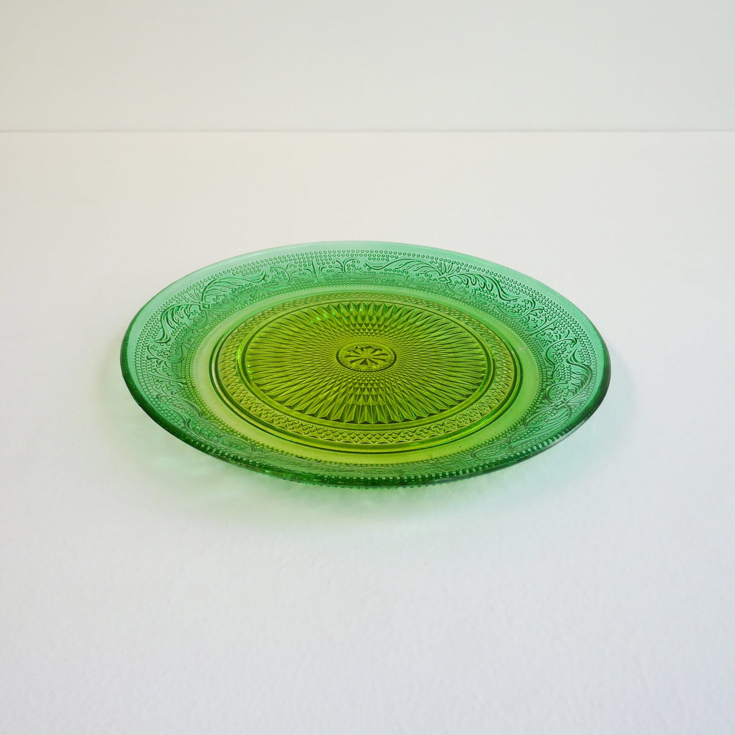 Vintage Green Glass Dessert Set