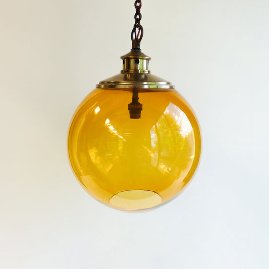 Vintage Amber Glass Pendant Light